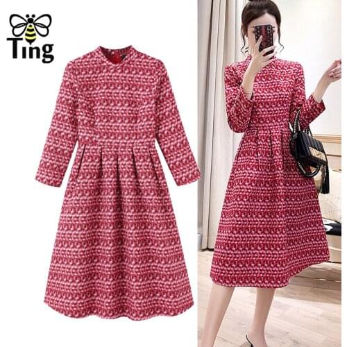 Tingfly Vintage Elegant Jaquard A Line Dresses Women Fashion Ball Gowns Spring Autumn Lady Chic Plus Size Vestidos Zaful Robes