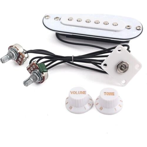 Tooyful 1 Set Prewired 52mm Bridge Pickup with White Pearl Pickguard Volume Tone Knob for Electric/Acoustic/Classical Guitar