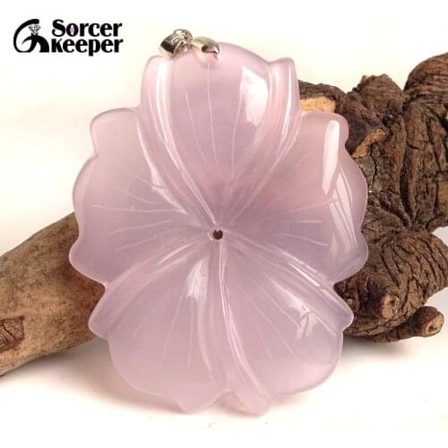 Vintage Flower Bijouterie Jewelry Natural Rose Quartzs Beads Pendant Necklaces Collier Femme Crystal Accessories Gift TS365