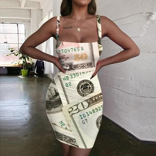 Giyu Brand Dollar Dress Women Money Vestido Sexy United States Sundress Abstract Ladies Dresses Harajuku 3d Print