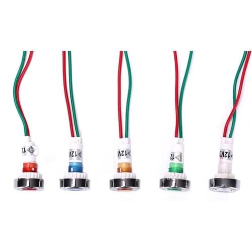1/10pcs Car Boat 12V 10mm LED Indicator Light Pilot Dashboard Panel Warning Lamp Wired IP 45