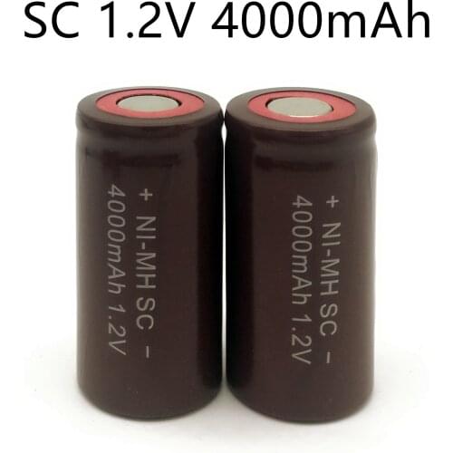 Brand New 12Pcs/Lot SC NI-MH Rechargeable Battery 1.2V 4000mAh, No Tab For LED Power Tools