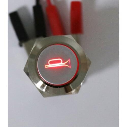 19mm LED Momentary Horn Button Metal Push Button Lighted Switch 12V