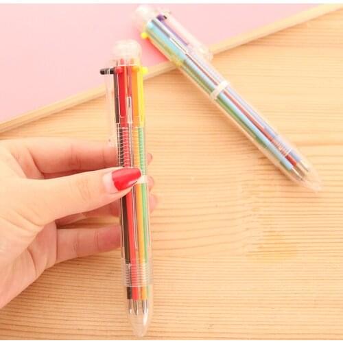 2 PCS New Creative 6 Color Ball Point Pens School Office Supply Gift Stationery Papelaria Escolar Ballpoint Pens Student Prize