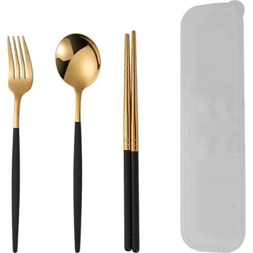 3PCS Travel Utensils Set Portable Reusable Flatware Set Silverware Set for Students Stainless Steel Dinnerware Tableware