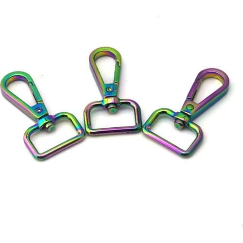 30pcs Colorful Metal Swivel Eye Snap Hook Trigger Lobster push gate Hook Clasp Clip for Leather Craft Bag Strap Belt Webbing