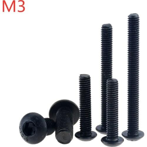 30PCS M3x4 5 6 8 10 12 14 16 18 20 22 25 30 35 40 Grade10.9 Button Head Screw ISO7380 Hex Socket Round Button Head Screws M3*4