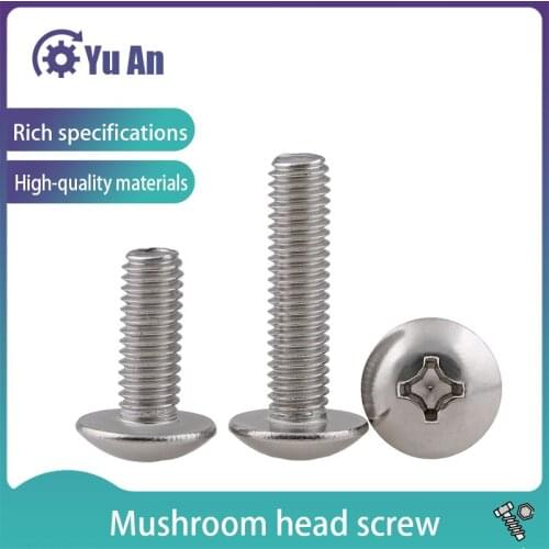 304 Stainless Steel Cross Truss Head Machine Screw Large Philips Pan Head Bolts TM Cross Groove Mushroom Head Screw M3-M8 10PCS