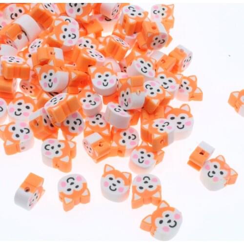CHONGAI 50Pcs fox Polymer Clay Spacer Beads For Jewelry Making DIY Bracelet Necklace Accessories