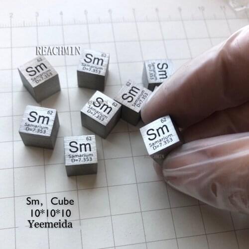 99.95% pure Samarium Sm rare earth Metal cube 10mm 7.45g