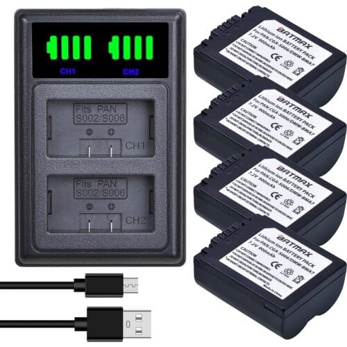 Batmax CGA-S006 CGR S006E S006 DMW-BMA7 Battery +Dual USB Charger for Panasonic DMC-FZ7 FZ30 FZ50 FZ28 FZ18 TZ8 FZ8 Camera