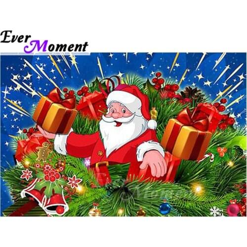 Ever Moment Diamond Painting Santa Claus Christmas Tree Gift Needlework Artwork Square Hobby 5D DIY Diamond Embroidery ASF1969