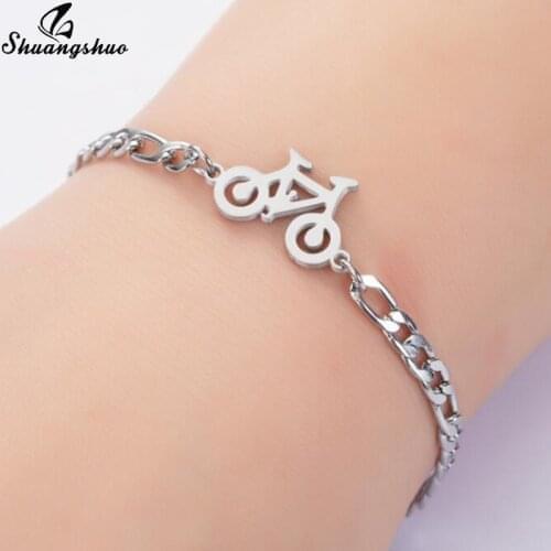 Shuangshuo Stainless Steel Bracelets for Women Classic Bicycle Bracelet Charm Sport pulseras Engagement Jewelry