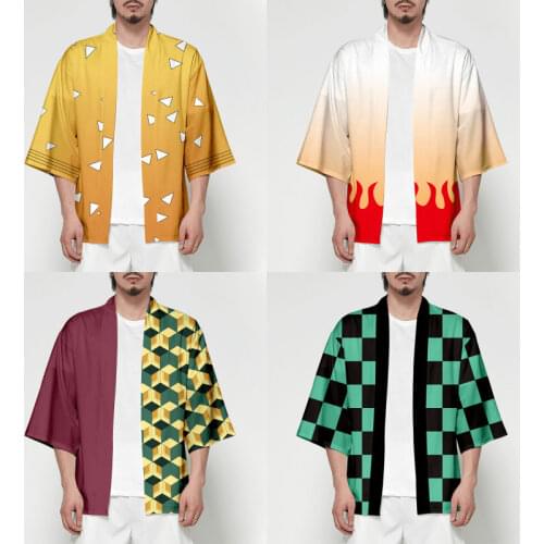 Demon Slayer Kimetsu No Yaiba Anime Kimono Haori Coat Women/Men Cosplay Costume Casual Kimono Haori Yukata Top Halloween