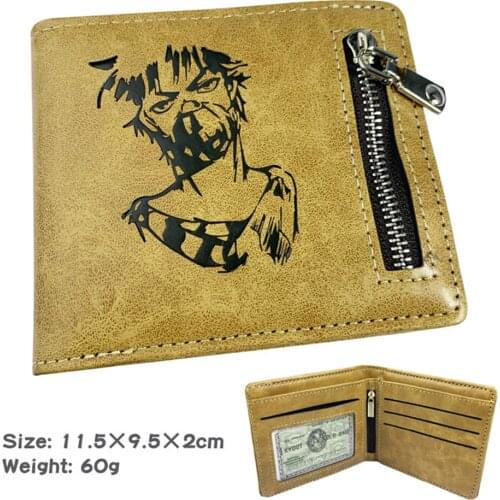 Anime JoJos Bizarre Adventure PU Wallet Mens Leather Casual Zipper Poucht Credit Coin Note Photo Cards Holder Purses
