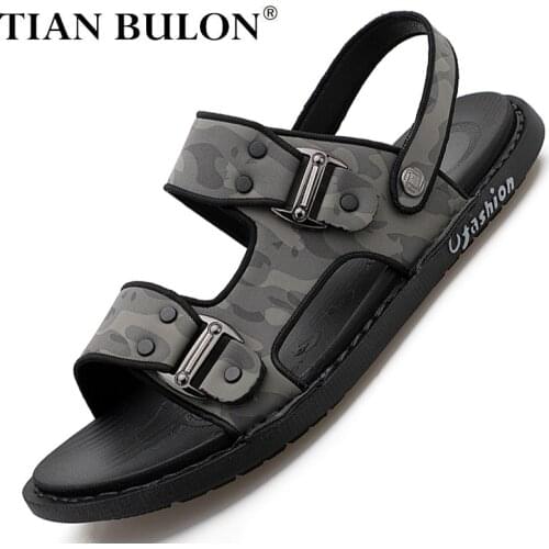 Summer Men Casual Sandals Designer Leather Walking Slippers Luxury Brand Outdoor Slides Classic Mens Beach Slippers Plus Size 46