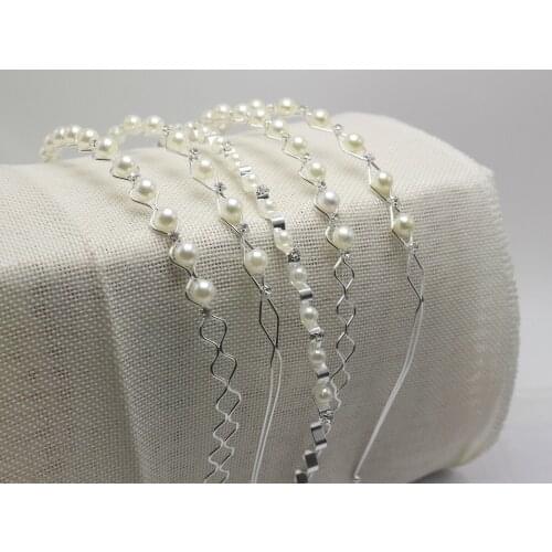 4 Assorted Silver Wire Metal Headband Hair Band with Pearl Wedding Bride Tiara