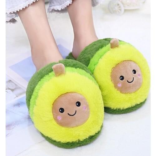 Cute Unicorn Avocado Dog Alpaca Pig Plush Indoor Warm Winter Adult Stuffed Cartoon Lovely Shoes for Children Kids Girls Gift