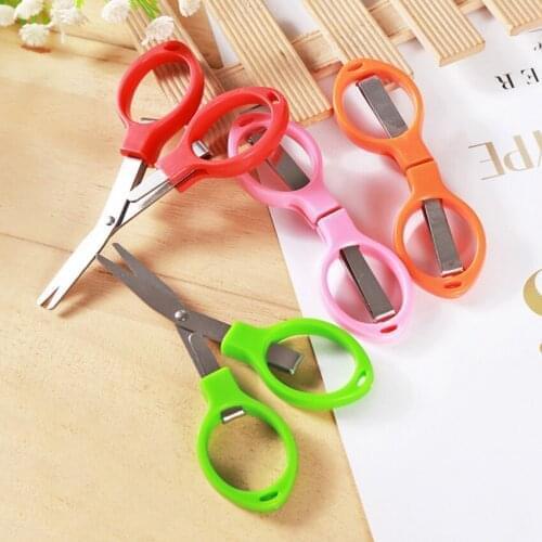 Multifunction 8 Words Foldable Scissors Plastic Handle Stainless Steel Scissor Student Stationery Handmade Kids DIY Tool