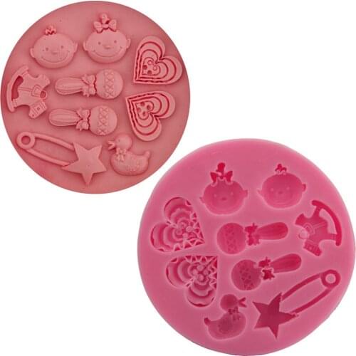 Cartoon baby toys silicone fondant mold DIY handmade chocolate baking glue dropping mold