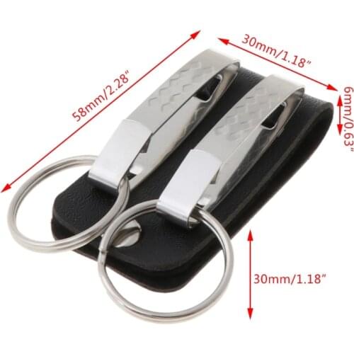 Men Leather Belt Loop Keychain with 2 Detachable Clips Key Ring Belt Key Ring Holder Belt Key Chain Fashion Jewelry