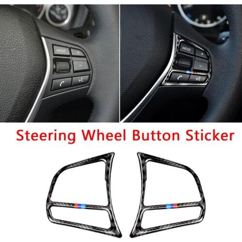 For BMW 1/2/3/4 Series 3GT F20 F21 F30 F32 F34 Carbon Fiber Steering Wheel Button Stickers Car Styling Accessories