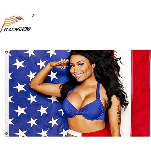 Nicki Minaj Flag Rap Sexy USA Music Singer Star Polyester Printed Art Banner for Decoration