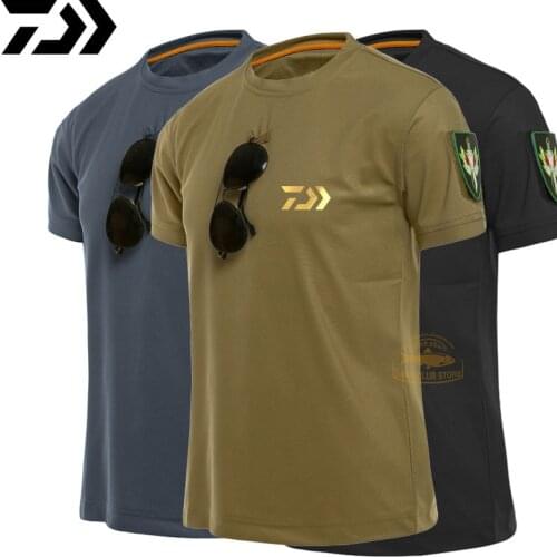 2021 New DAIWA Fishing T-shirt Mens Outdoor Stretch Quick-drying Camouflage Short Sleeve Daiwa Large Size Loose Fishing Clothes