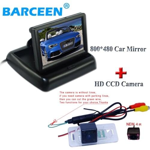 Suitable for BMW 3 /5 Series car rearview camera with 4 IR colorful night vision and 4.3" foldable car display monitor