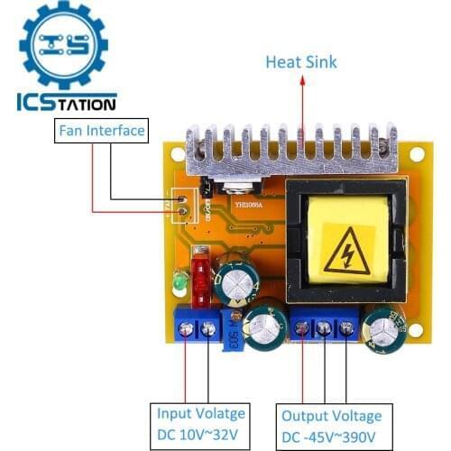 DC-DC Boost Converter 8-32V to 45-390V ZVS Capacitor Charging Board Adjustable Regulator Single Output Power Supply Module