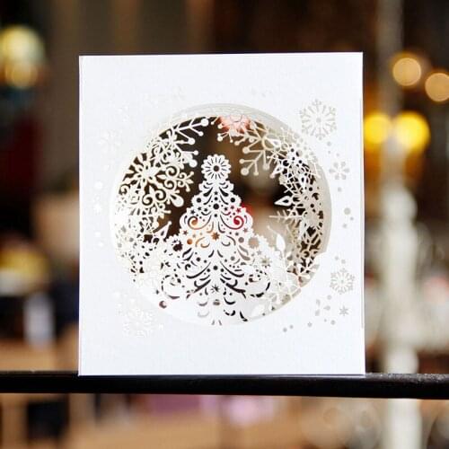 Handmade Merry Christmas Greeting Card 3D Three-Dimensional Snowflake Greeting Card Craft Holiday Invitation Gift