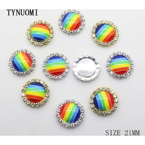 Direct Sales 10pcs/lot 21MM Color Rhinestone Button Jewelry Accessories DIY Craft Decoration Materials