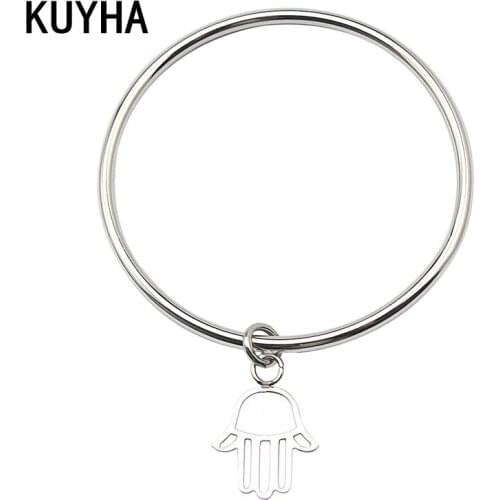 Hand Pendant Bracelet & Bangle For Women 316L Stainless Steel Bracelet New Evil Eye Design Hand Charm Jewelry