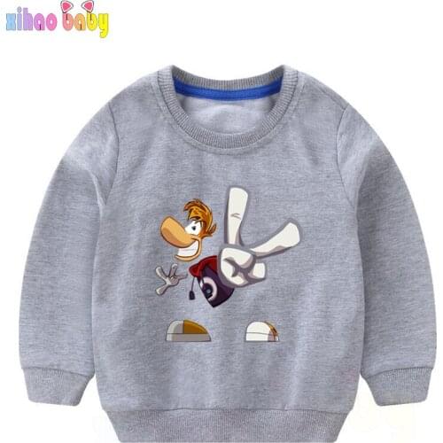Boys and Girls Cartoon Sweatshirts Rayman Legends Adventures Game Print T shirt Children Funny Clothes Multi-color Kids Hoodies