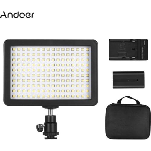 Andoer W160 LED Video Light Camera Lamp 5600K 3 Filters/2500mAh F550 Battery/Mini Ball Head/Studio Lighting for Nikon Canon Sony