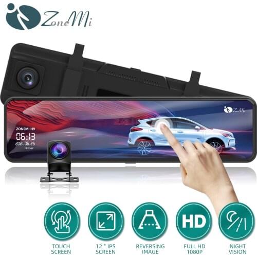 Dash Cam 2020 Newest car camera 1080p Dual Lens Mirror Dash cam 12 Inch Rearview Mirror Car Dvr Driving Camera Recorder