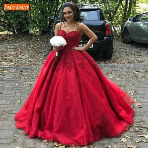 Vintage Ball Gown Boho Red Wedding Dresses Sweetheart Spaghetti Straps Lace Applique Wedding Gowns High Quality Long Bride Dress