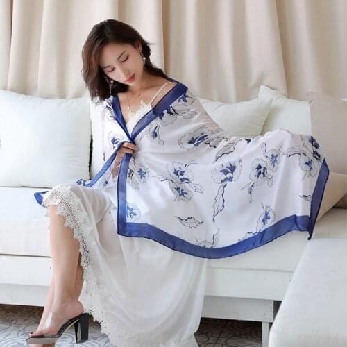 Visual Axles Luxury Brand Women Scarf Spring Soft Silk Pashmina Shawls and Wraps Long Bandana Foulard Femme Summer Beach Stoles