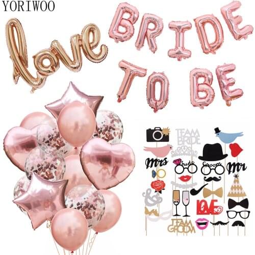 YORIWOO Mr Mrs Wedding To Be Bride Balloons Foil Bachelorette Party Decorations Hen Party Accessories Team Bridal Shower Favors
