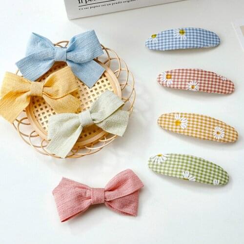 1-2Pcs Cotton Solid Color Bowknot Hair Clips For Cute Girls Flower Barrette Hairpins Headwear Kids Fashion Hair Accessories Gift