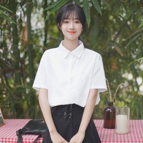2021 Summer Blouses Women JK Shirt Short Sleeve Solid White Tops Japanese Korean Style SWEET Female Shirts Lapel Blusas