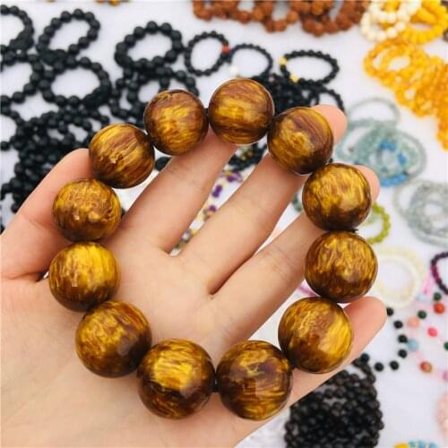 Golden thread sea willow Buddha pearl south sea golden thread willow 18mm bracelet bracelet golden thread shine