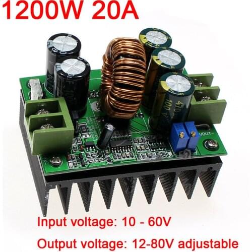 1200W 20A DC-DC Boost Converter Battery Charging Step Up 9v 12v 24v 48v Power