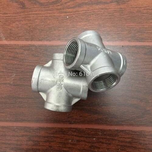 2pcs Stainless Steel Pipe Fitting 3/4" Feamle BSPP Thread 4 Way Female Cross Coupling Connector