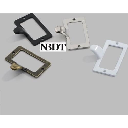 20Pcs Zinc Alloy Rectangle Library File Cabinet Drawer Index Card Label Holder Knob Metal Frame White Black Bronze Silver