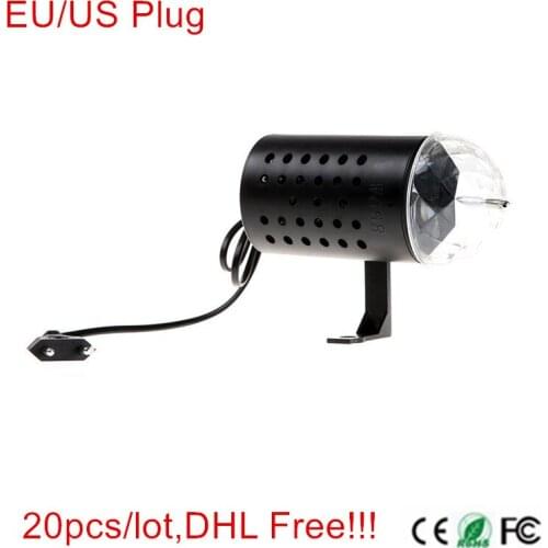 20pcs/lot,DHL Free shipping for 3W RGB LED Stage Light Auto Rotating RGB Party light dancing light with EU or US Plug