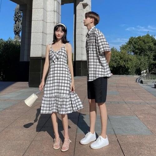 【 2226】Qingqing zhang SS/black mixed white chocolate series summer new waist French grid condole belt dress