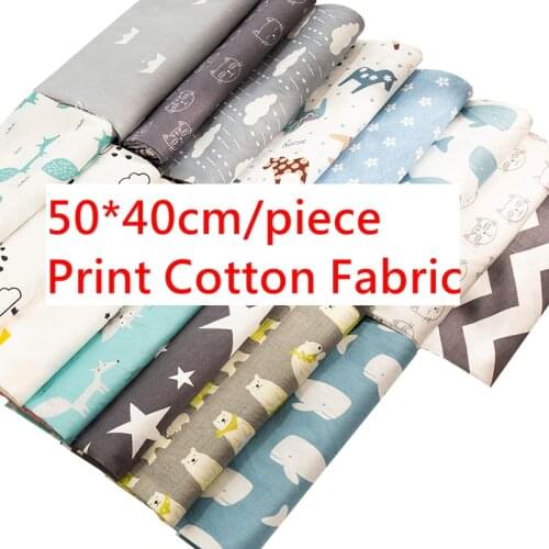 50*40cm Mix Colors Cartoon Twill Cotton Fabric Floral Print Diy Fabric Kindergarten Handmade Sewing Material TJ8691-2