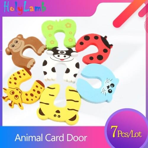 7Pcs/Lot Cute Animal Security Card Door Stopper Child Safety Protection Baby Newborn Care Child Lock Protection From Children