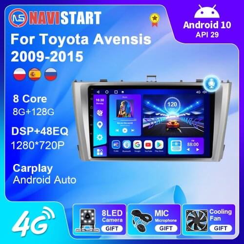 Autoradio Car Radio for Toyota Avensis 2009-2015 Android 10.0 GPS Navigation Multimedia Player Carplay 2din Bluetooth Antenna